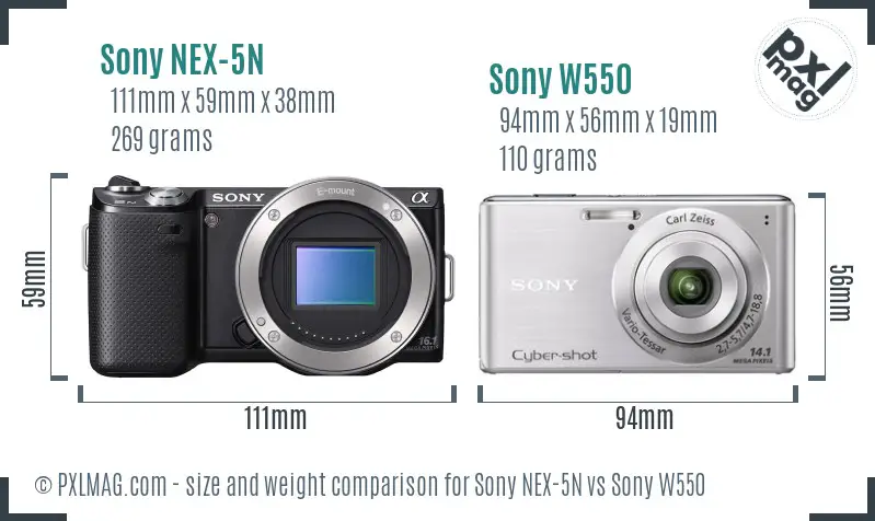 Sony NEX-5N vs Sony W550 size comparison