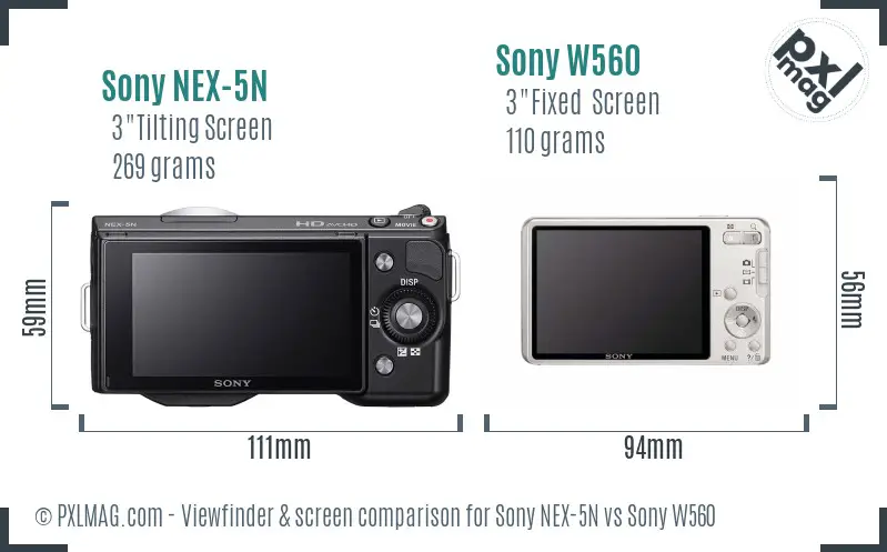 Sony NEX-5N vs Sony W560 Screen and Viewfinder comparison