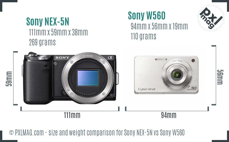 Sony NEX-5N vs Sony W560 size comparison