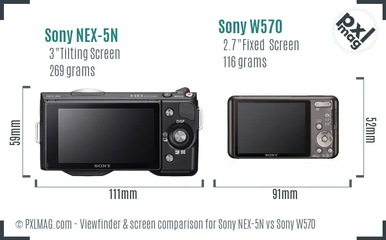 Sony NEX-5N vs Sony W570 Screen and Viewfinder comparison