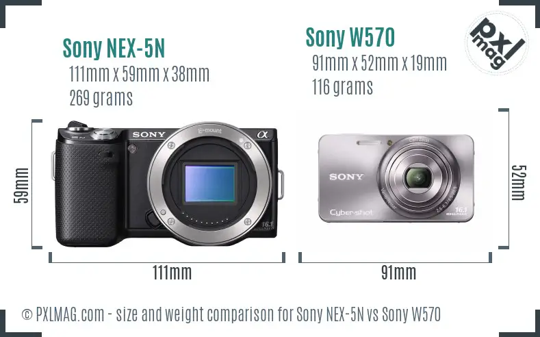 Sony NEX-5N vs Sony W570 size comparison