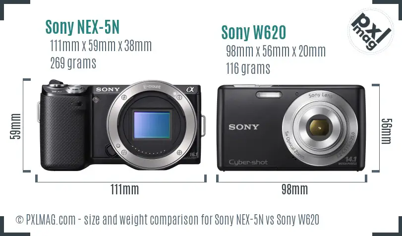 Sony NEX-5N vs Sony W620 size comparison