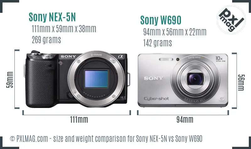 Sony NEX-5N vs Sony W690 size comparison
