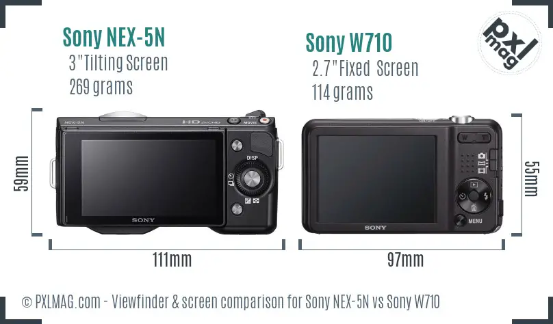 Sony NEX-5N vs Sony W710 Screen and Viewfinder comparison