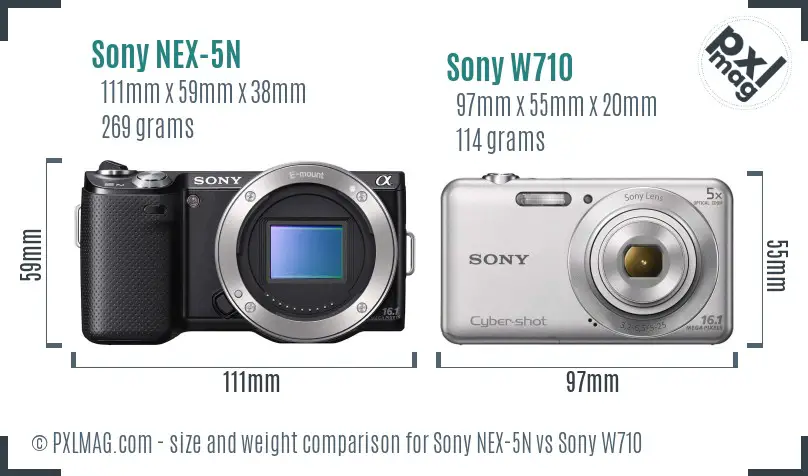 Sony NEX-5N vs Sony W710 size comparison