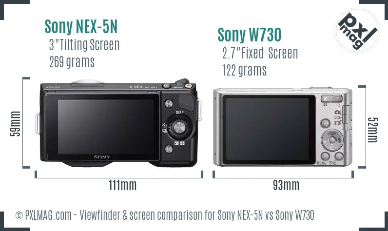 Sony NEX-5N vs Sony W730 Screen and Viewfinder comparison