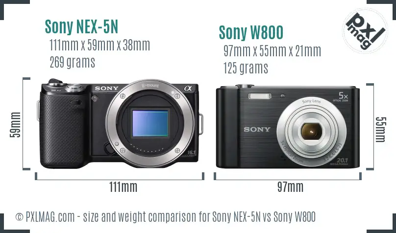 Sony NEX-5N vs Sony W800 size comparison