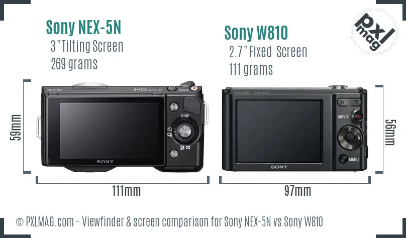 Sony NEX-5N vs Sony W810 Screen and Viewfinder comparison