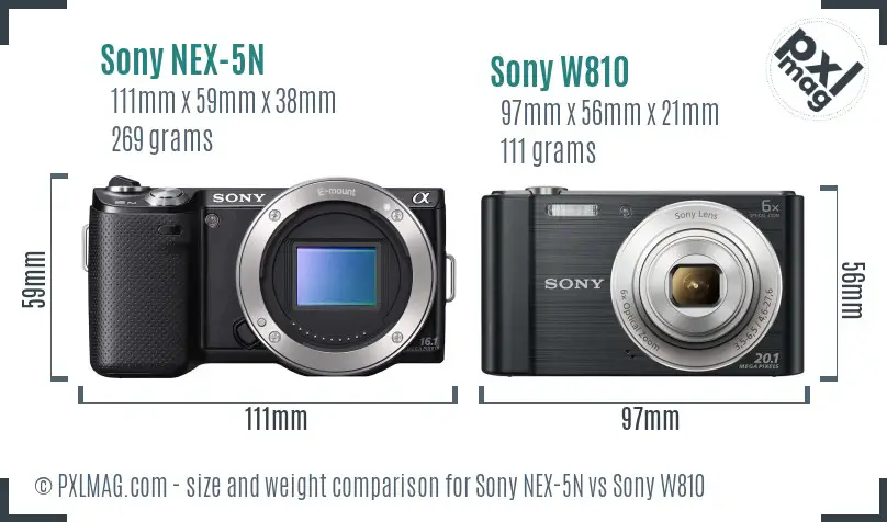 Sony NEX-5N vs Sony W810 size comparison