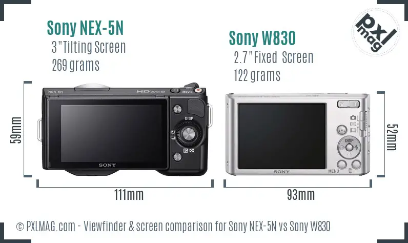 Sony NEX-5N vs Sony W830 Screen and Viewfinder comparison