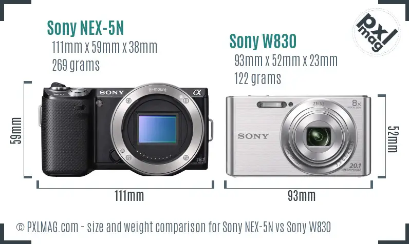 Sony NEX-5N vs Sony W830 size comparison