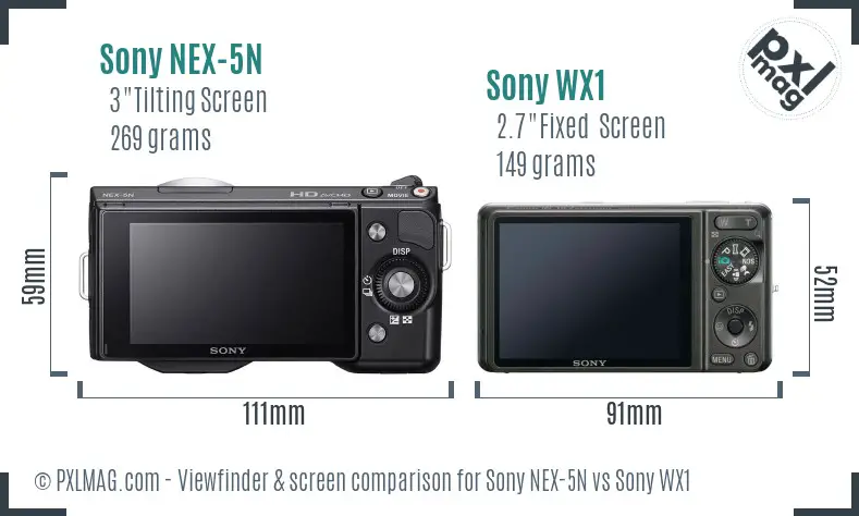Sony NEX-5N vs Sony WX1 Screen and Viewfinder comparison