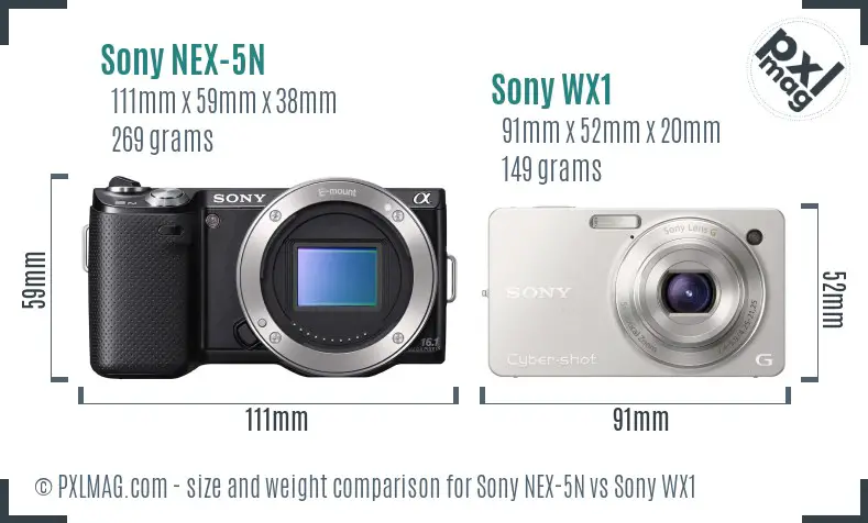 Sony NEX-5N vs Sony WX1 size comparison