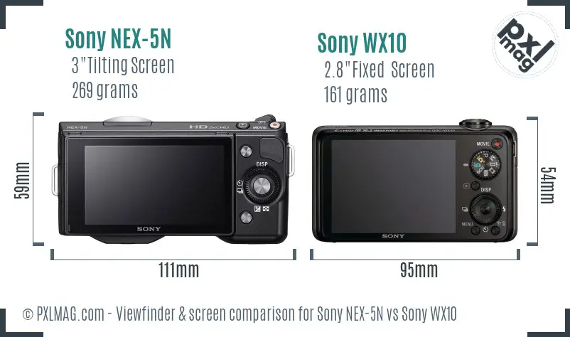 Sony NEX-5N vs Sony WX10 Screen and Viewfinder comparison