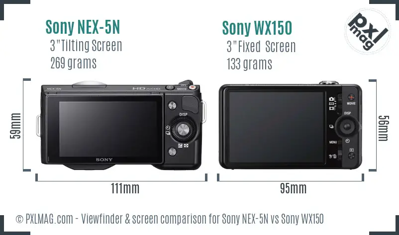 Sony NEX-5N vs Sony WX150 Screen and Viewfinder comparison