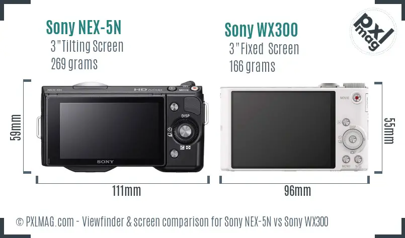 Sony NEX-5N vs Sony WX300 Screen and Viewfinder comparison