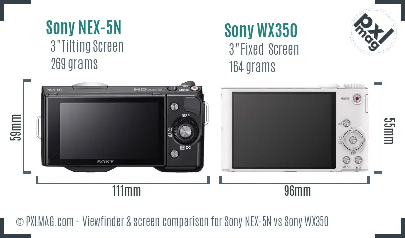 Sony NEX-5N vs Sony WX350 Screen and Viewfinder comparison