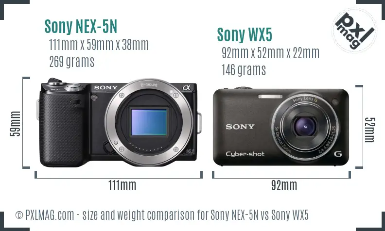 Sony NEX-5N vs Sony WX5 size comparison