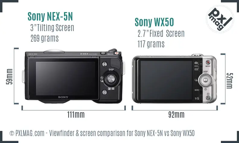 Sony NEX-5N vs Sony WX50 Screen and Viewfinder comparison