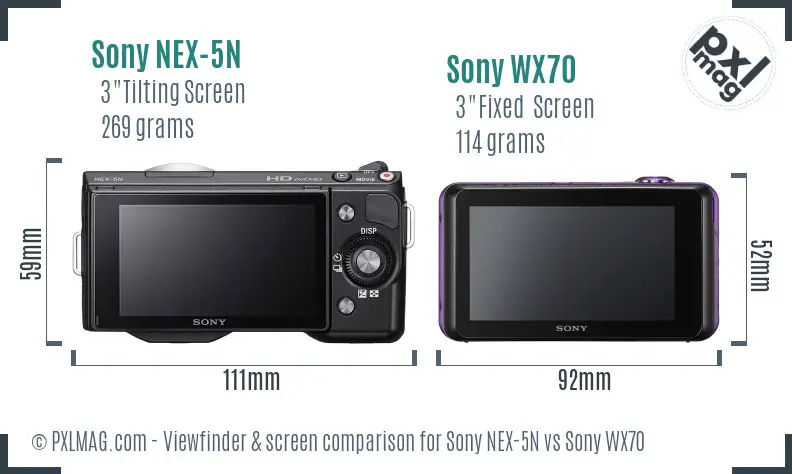 Sony NEX-5N vs Sony WX70 Screen and Viewfinder comparison