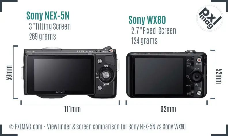 Sony NEX-5N vs Sony WX80 Screen and Viewfinder comparison