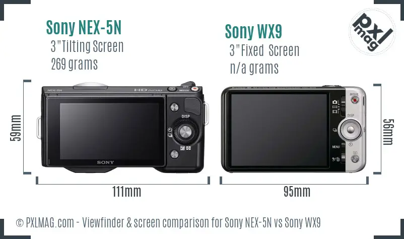 Sony NEX-5N vs Sony WX9 Screen and Viewfinder comparison