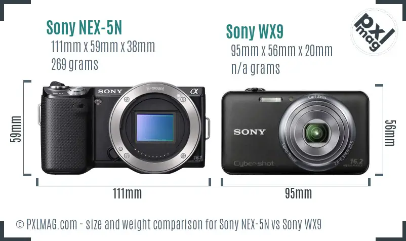 Sony NEX-5N vs Sony WX9 size comparison