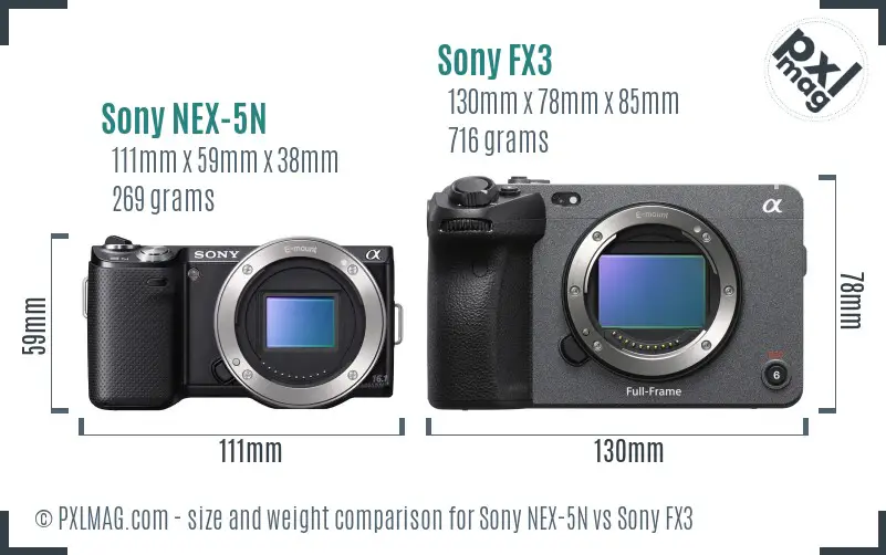 Sony NEX-5N vs Sony FX3 size comparison Sony NEX-5N vs Sony FX3 size comparison