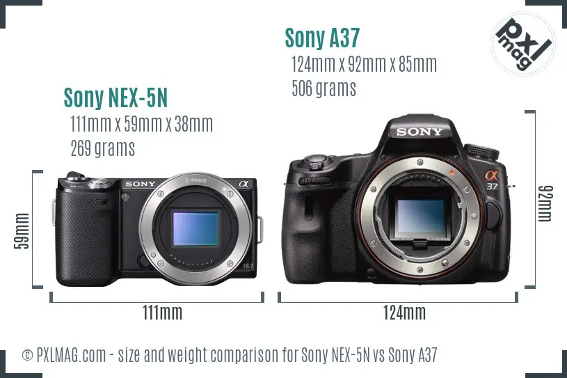 Sony NEX-5N vs Sony A37 size comparison