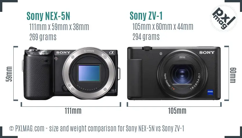 Sony NEX-5N vs Sony ZV-1 size comparison