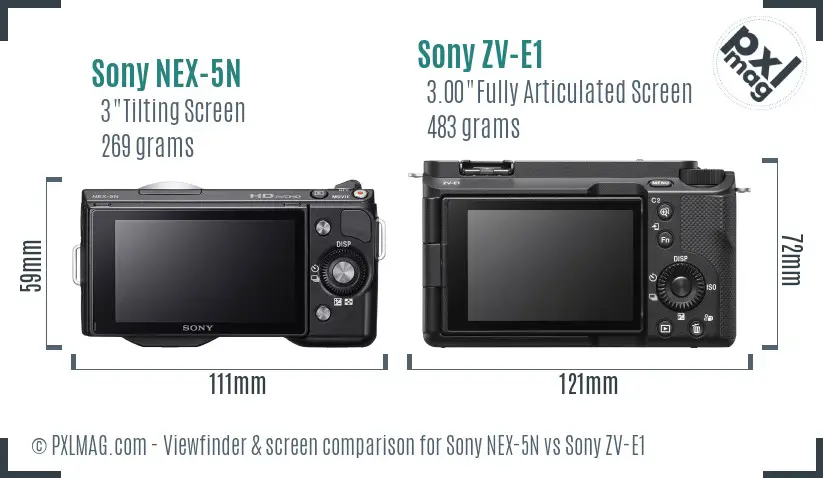 Sony NEX-5N vs Sony ZV-E1 Screen and Viewfinder comparison Sony NEX-5N vs Sony ZV-E1 Screen and Viewfinder comparison