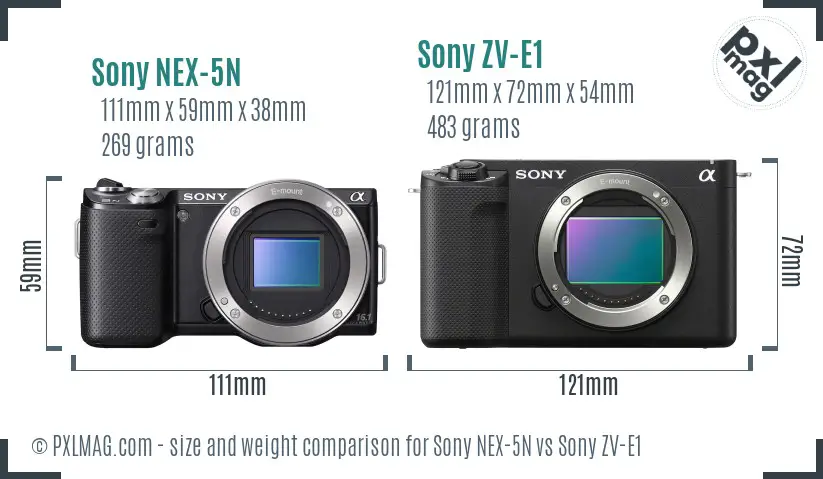 Sony NEX-5N vs Sony ZV-E1 size comparison Sony NEX-5N vs Sony ZV-E1 size comparison