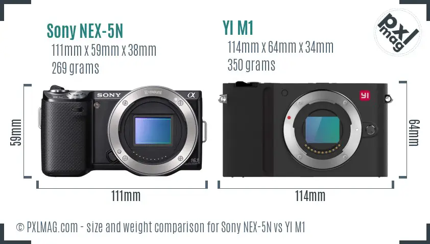 Sony NEX-5N vs YI M1 size comparison