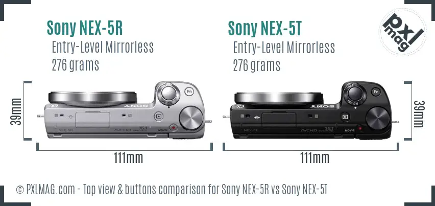 Sony NEX-5R vs Sony NEX-5T top view buttons comparison