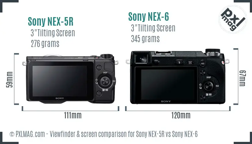 Sony NEX-5R vs Sony NEX-6 Screen and Viewfinder comparison