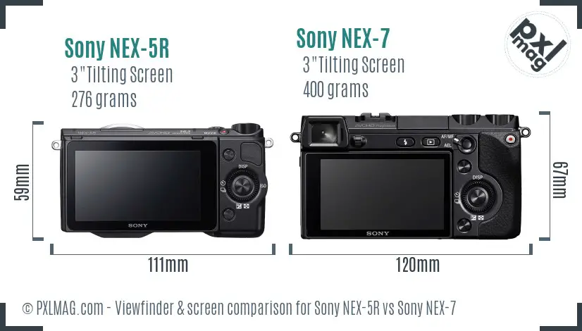 Sony NEX-5R vs Sony NEX-7 Screen and Viewfinder comparison