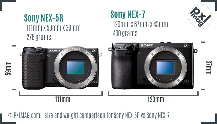 Sony NEX-5R vs Sony NEX-7 size comparison