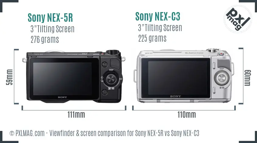 Sony NEX-5R vs Sony NEX-C3 Screen and Viewfinder comparison