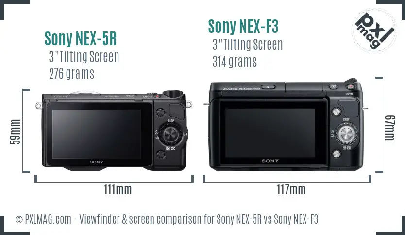 Sony NEX-5R vs Sony NEX-F3 Screen and Viewfinder comparison
