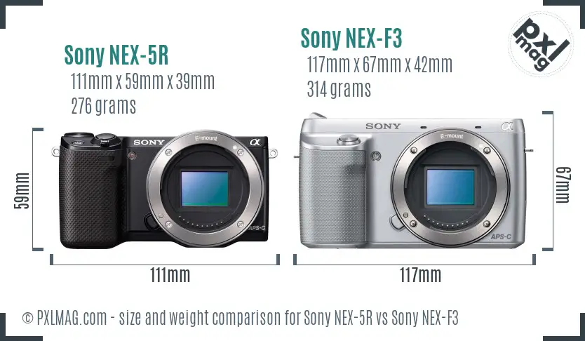 Sony NEX-5R vs Sony NEX-F3 size comparison