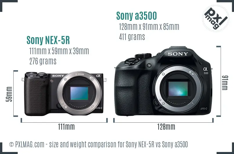 Sony NEX-5R vs Sony a3500 size comparison