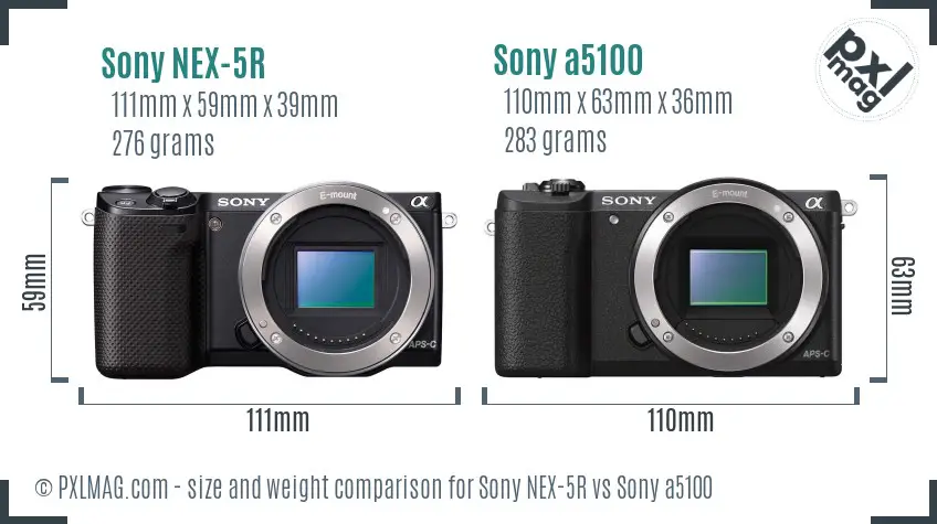 Sony NEX-5R vs Sony a5100 size comparison