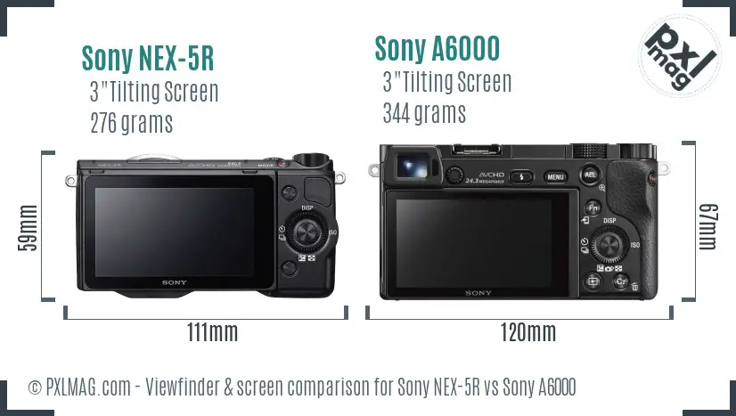 Sony NEX-5R vs Sony A6000 Screen and Viewfinder comparison