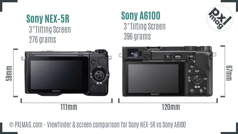Sony NEX-5R vs Sony A6100 Screen and Viewfinder comparison