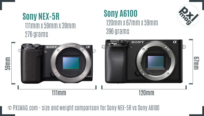 Sony NEX-5R vs Sony A6100 size comparison