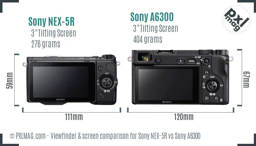 Sony NEX-5R vs Sony A6300 Screen and Viewfinder comparison