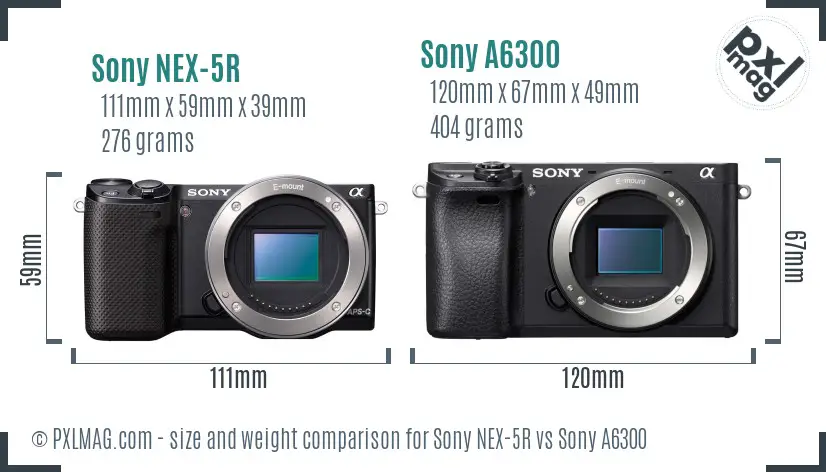 Sony NEX-5R vs Sony A6300 size comparison