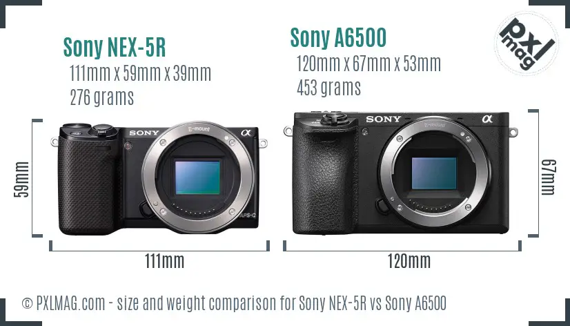 Sony NEX-5R vs Sony A6500 size comparison