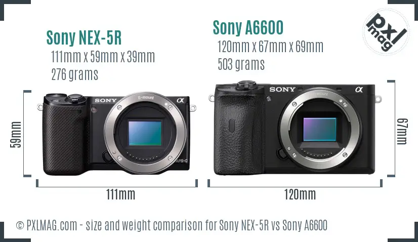 Sony NEX-5R vs Sony A6600 size comparison