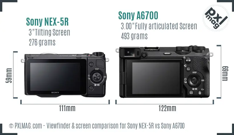 Sony NEX-5R vs Sony A6700 Screen and Viewfinder comparison